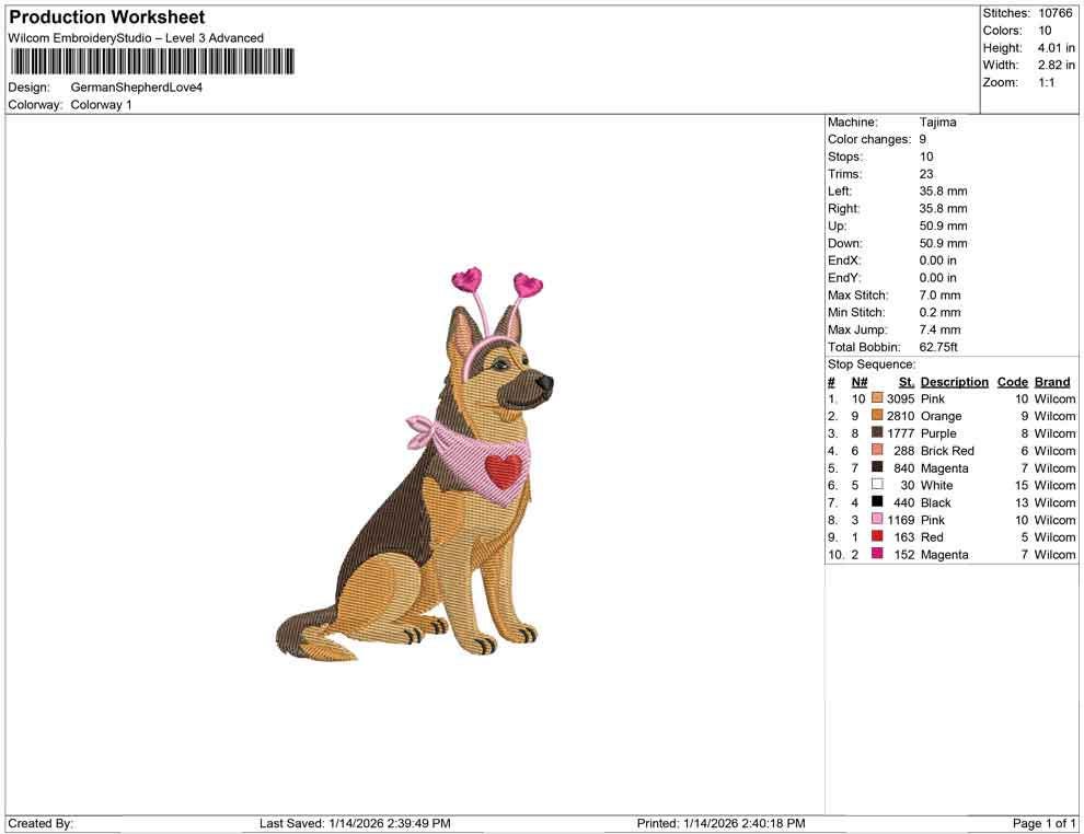 German Shepherd Dog Embroidery Designs: Valentine's Doggy Machine Embroidery File German Shepherd Mini Embroidery Files (Digital Download)
