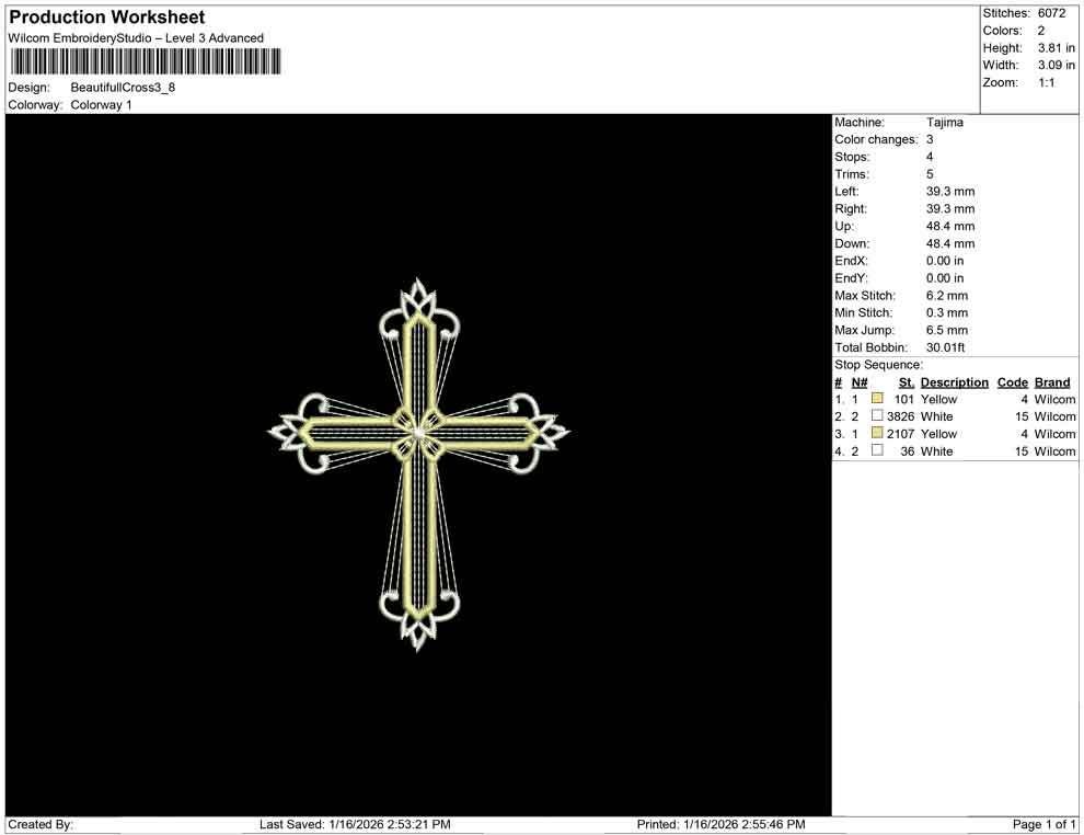 Easter Embroidery Designs: Coquette Cross Embroidery Machine File of Elegant Cross Embroidery Design with Ribbon Bow (DST, PES, EXP, more)