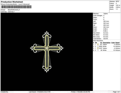 Easter Embroidery Designs: Coquette Cross Embroidery Machine File of Elegant Cross Embroidery Design with Ribbon Bow (DST, PES, EXP, more)