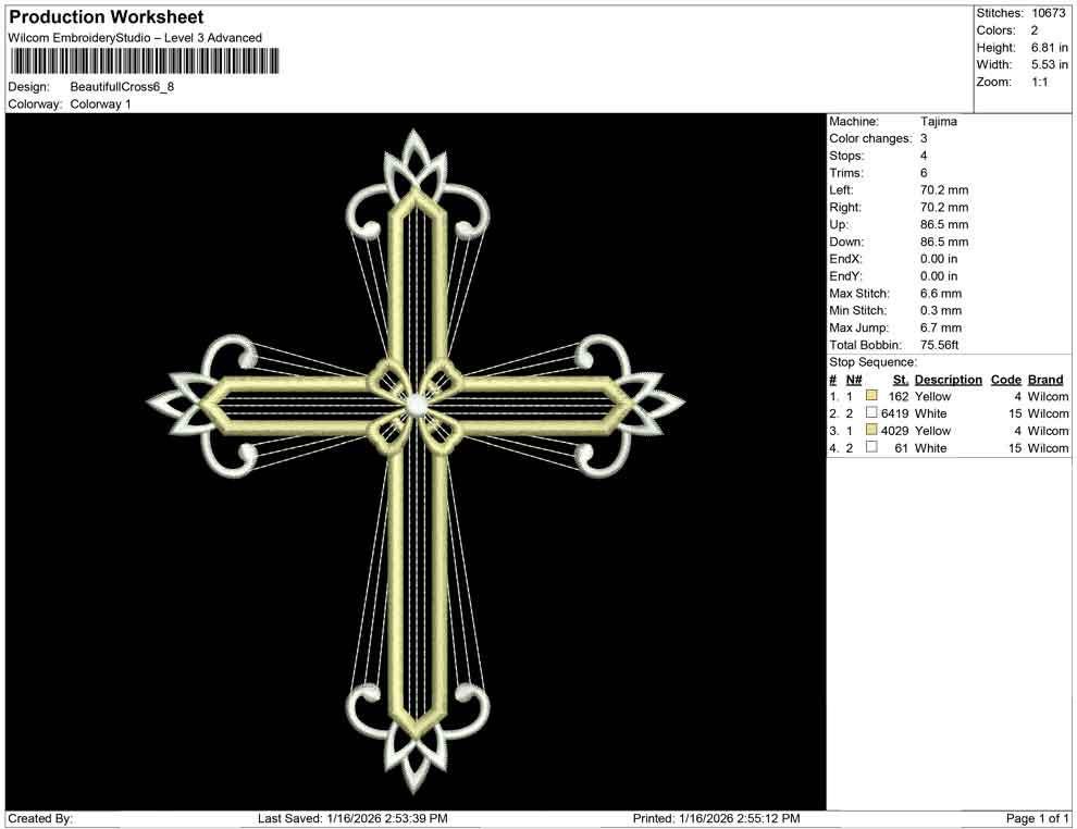 Easter Embroidery Designs: Coquette Cross Embroidery Machine File of Elegant Cross Embroidery Design with Ribbon Bow (DST, PES, EXP, more)