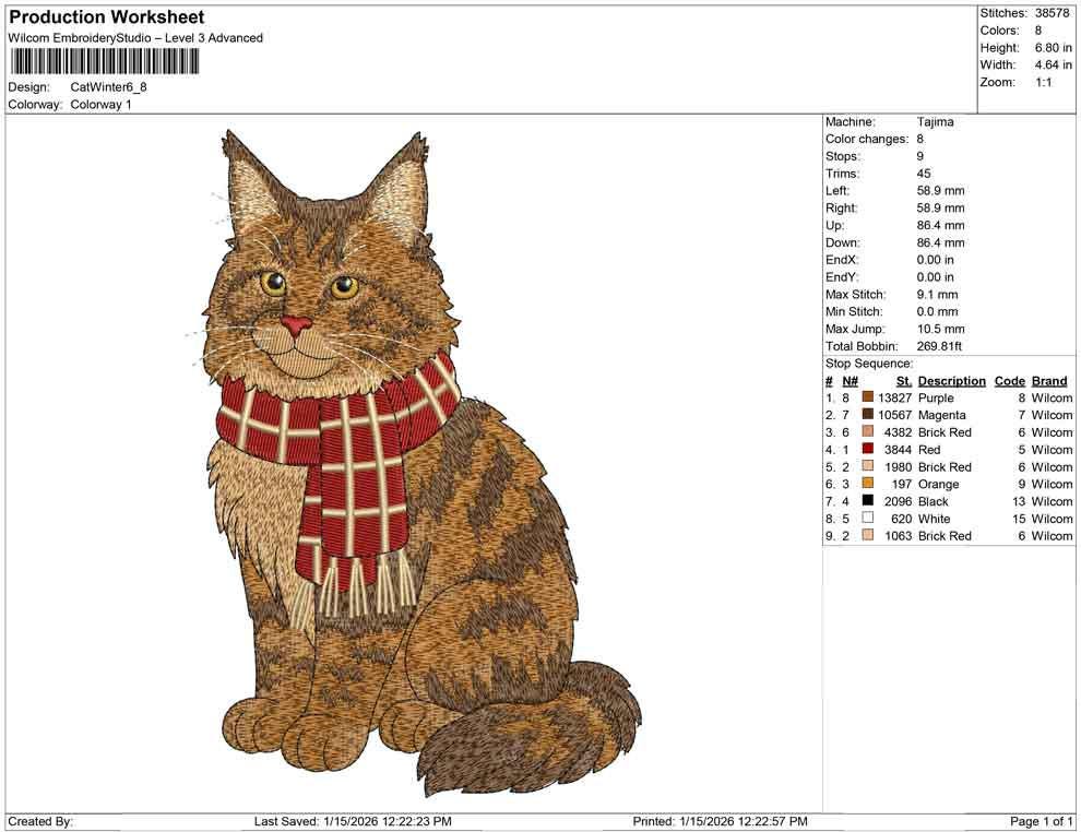 Cat Embroidery Designs: Winter Cat Embroidery Machine File Cats with Scarf Embroidery Design (Digital Download)