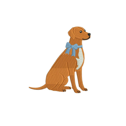 Vizsla Embroidery Designs: Dog with Blue Bow Embroidery File Hungarian Pointer Embroidery Machine File Magyar Vizsla (Digital Download)