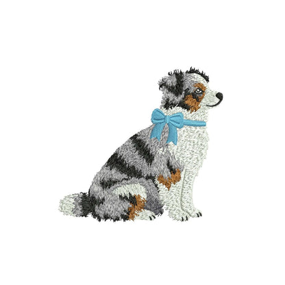Mini Australian Shepherd Embroidery Designs: American Shepherd Machine Embroidery File Blue Merle Dog Embroidery Design (Digital Download)
