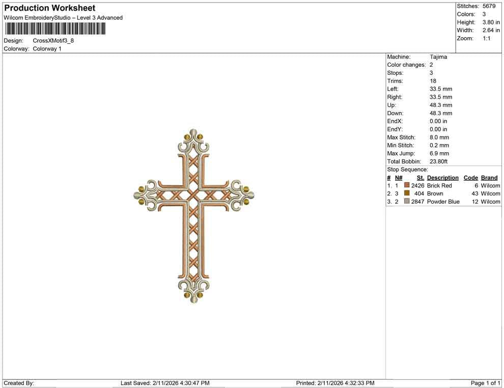 Easter Embroidery Designs: Coquette Cross Embroidery Machine File of Elegant Cross Embroidery Design with Ribbon Bow (DST, PES, EXP, more)