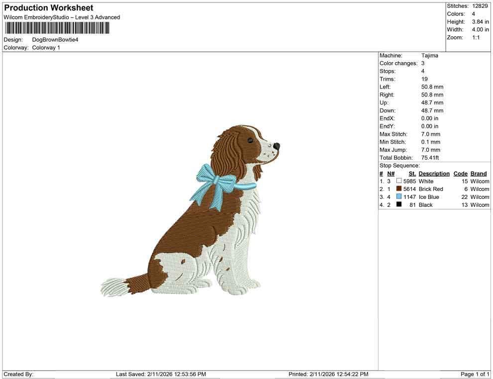 English Springer Spaniel Embroidery Designs: Dog Embroidery File Cute Puppy with Blue Bow Embroidery Machine File (Digital Download)