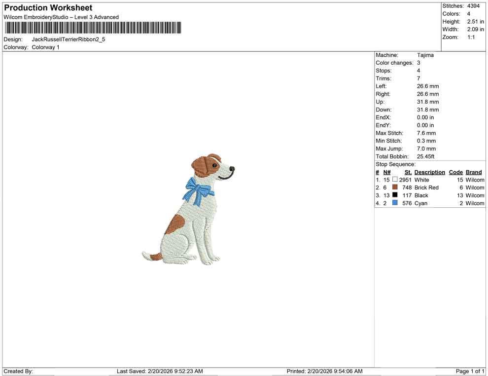 Jack Russel Terrier Dog Embroidery Designs: Dog Embroidery File Cute Puppy with Blue Bow Embroidery Machine File (Digital Download)