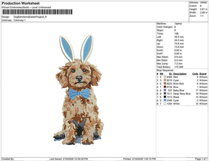 Goldendoodle Dog Embroidery Design: Easter Puppy Machine Embroidery File Goldendoodle Dog Embroidery File (Digital Download) PES, DST, JEF+