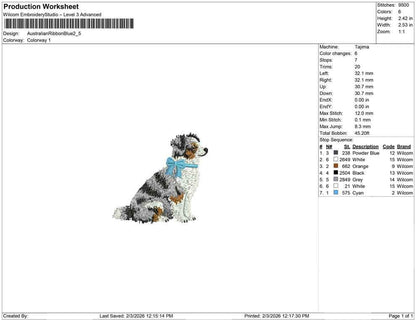 Mini Australian Shepherd Embroidery Designs: American Shepherd Machine Embroidery File Blue Merle Dog Embroidery Design (Digital Download)
