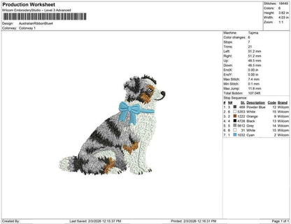 Mini Australian Shepherd Embroidery Designs: American Shepherd Machine Embroidery File Blue Merle Dog Embroidery Design (Digital Download)
