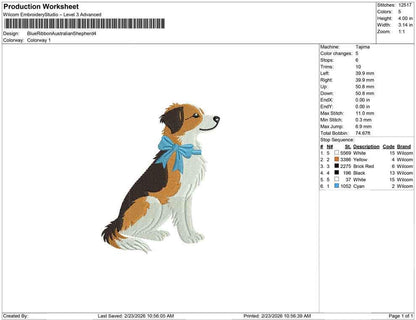 Cute Dog Embroidery Design: Tricolor Dog with Bow Machine Embroidery File Dog Embroidery File (DST, PES, JEF+) Digital Download