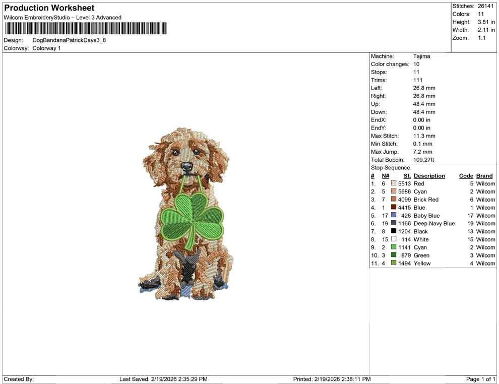 Goldendoodle Saint Patricks Day Embroidery Designs: Dog Embroidery File Cute Puppy with Shamrock Embroidery Machine File (Digital Download)