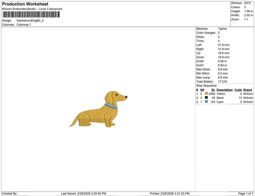 Dachshund Dog Embroidery Designs: Miniature Dachshund Puppy Dog with Collar Machine Embroidery File (Digital Download)