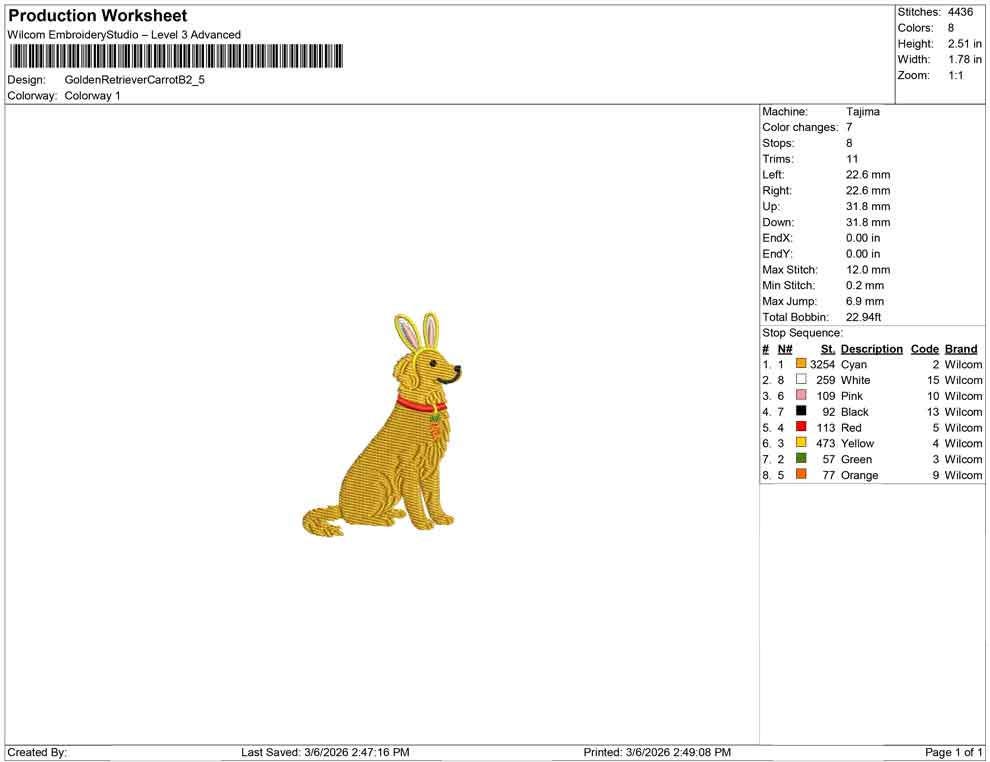 Golden Retriever Easter Embroidery Designs: Dog with Bunny Ear Machine Embroidery File Dog Embroidery File (DST, PES, JEF+) Digital Download