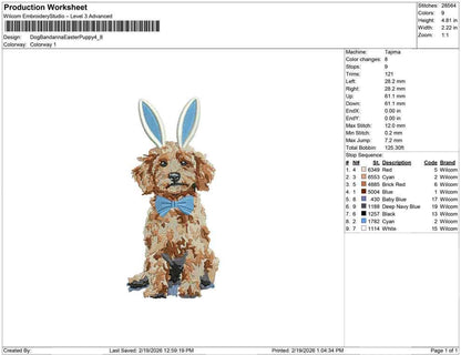 Goldendoodle Dog Embroidery Design: Easter Puppy Machine Embroidery File Goldendoodle Dog Embroidery File (Digital Download) PES, DST, JEF+
