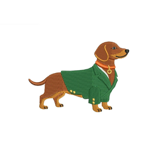 Golf Dachshund Dog Embroidery Designs: Golf Tournament Dachshund Puppy Dog with Green Jacket Machine Embroidery File (Digital Download)