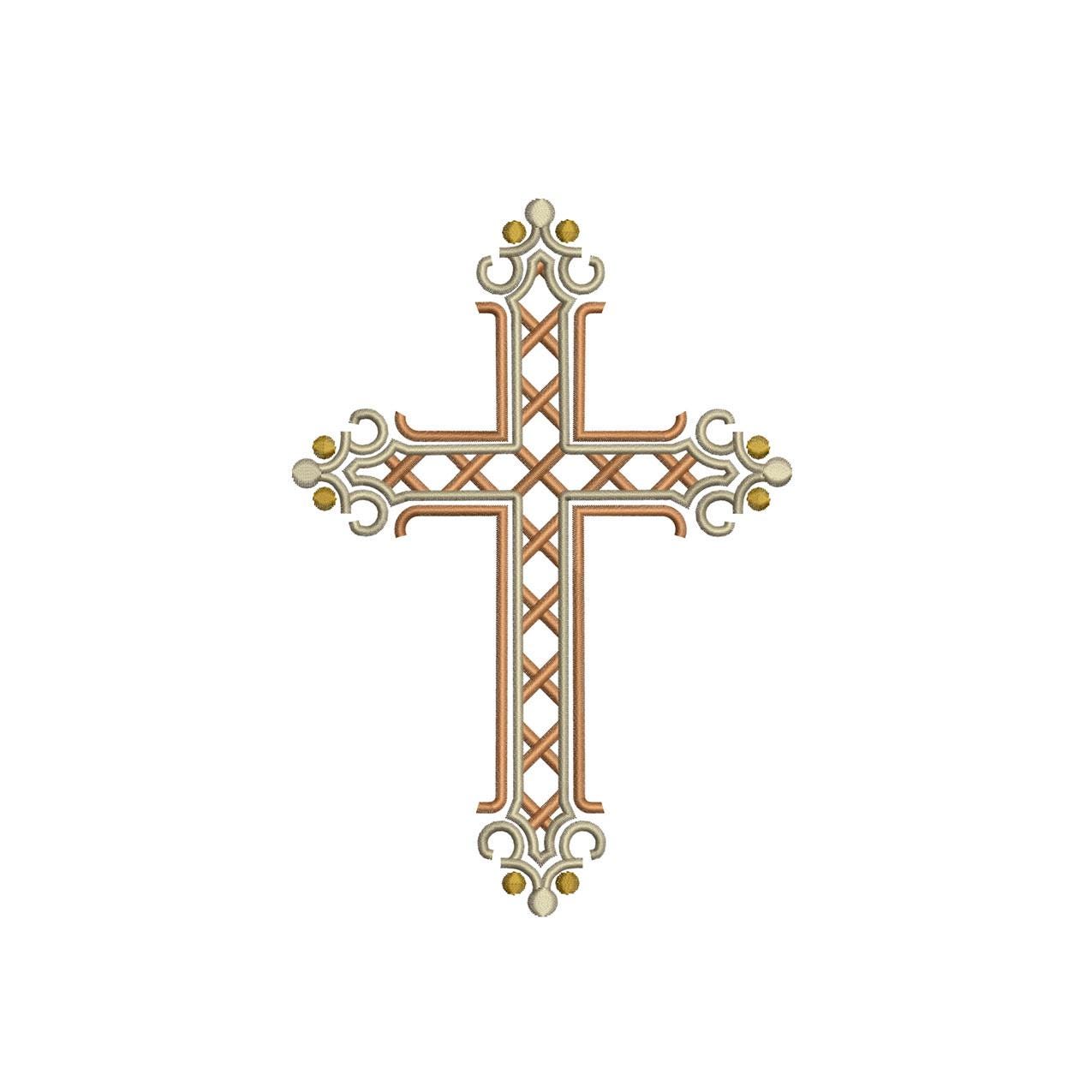 Easter Embroidery Designs: Coquette Cross Embroidery Machine File of Elegant Cross Embroidery Design with Ribbon Bow (DST, PES, EXP, more)