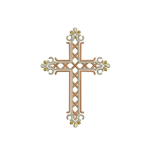 Easter Embroidery Designs: Coquette Cross Embroidery Machine File of Elegant Cross Embroidery Design with Ribbon Bow (DST, PES, EXP, more)