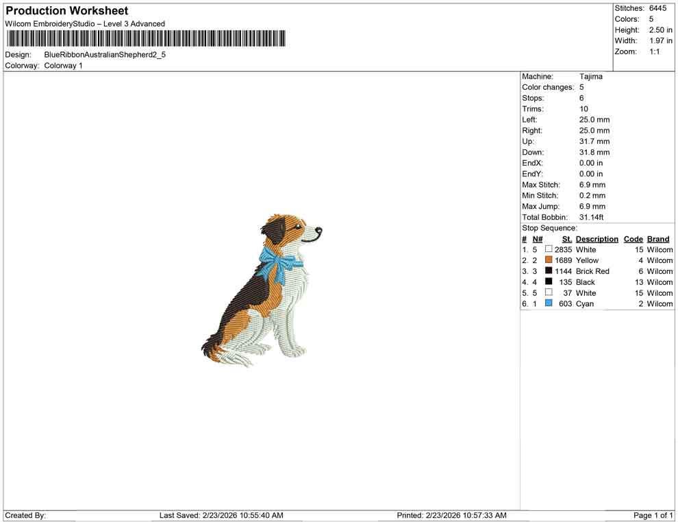 Cute Dog Embroidery Design: Tricolor Dog with Bow Machine Embroidery File Dog Embroidery File (DST, PES, JEF+) Digital Download