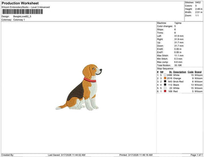Beagle Dog Embroidery Designs: Dog with Collar Machine Embroidery File Beagle Dog Mini Embroidery Files (Digital Download)