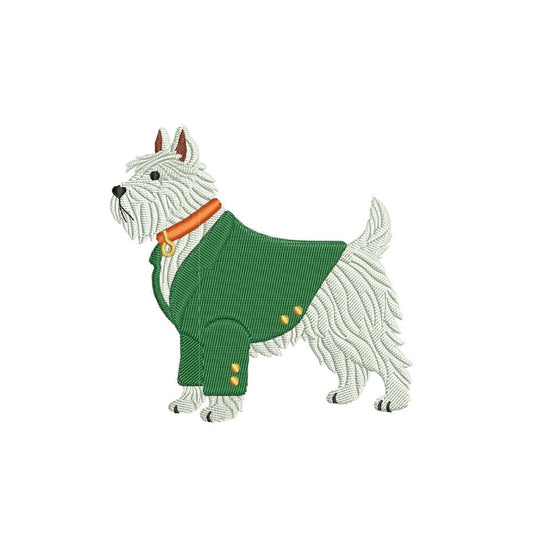 West Highland White Terrier Golf Embroidery Designs: Golf Tournament Dog with Green Jacket Machine Embroidery File (Digital Download)