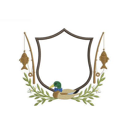 Mallard Crest Embroidery Frame: Mallard Duck Machine Embroidery File Fishing Embroidery Crest Frame File (Digital Download)