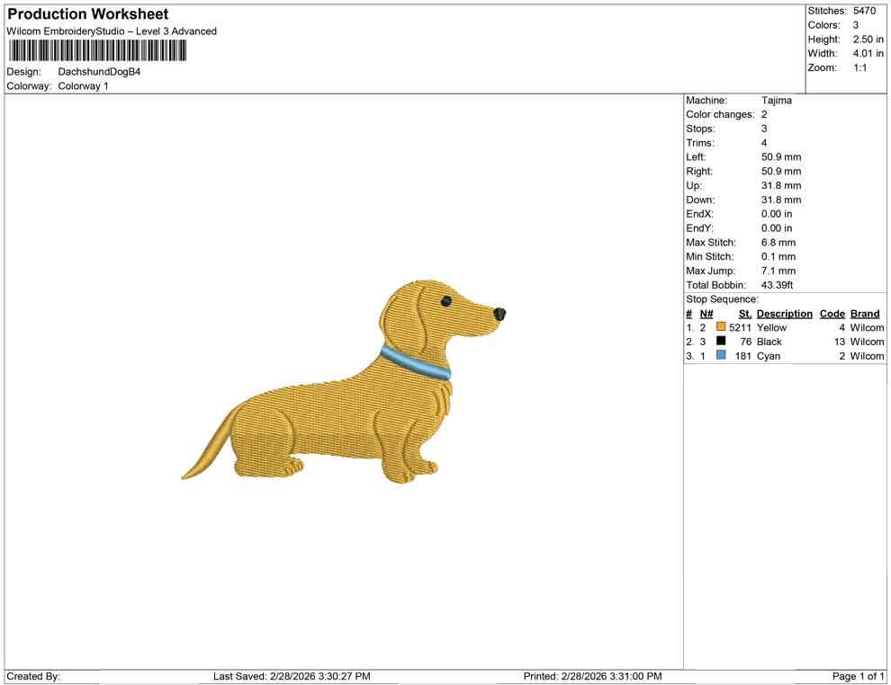 Dachshund Dog Embroidery Designs: Miniature Dachshund Puppy Dog with Collar Machine Embroidery File (Digital Download)