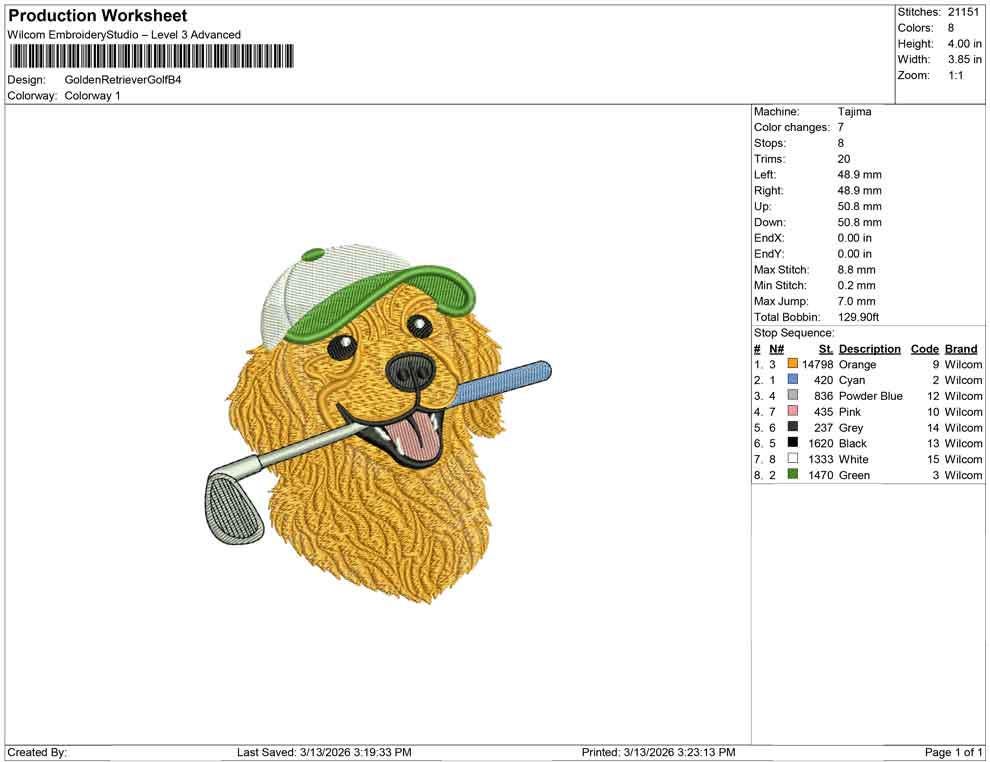 Golden Retriever Embroidery Designs: Dog Golf Machine Embroidery File Dog Golden Retriever Embroidery File (DST, PES, JEF+) Digital Download