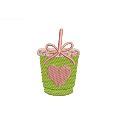 Matcha Embroidery Designs: Matcha Drink Machine Embroidery File (PES DST JEF and more)
