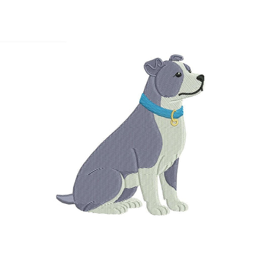 Pit bull Embroidery Designs: Pitbull Dog Embroidery File Handsome Pup with Blue Collar Embroidery Machine File (Digital Download)