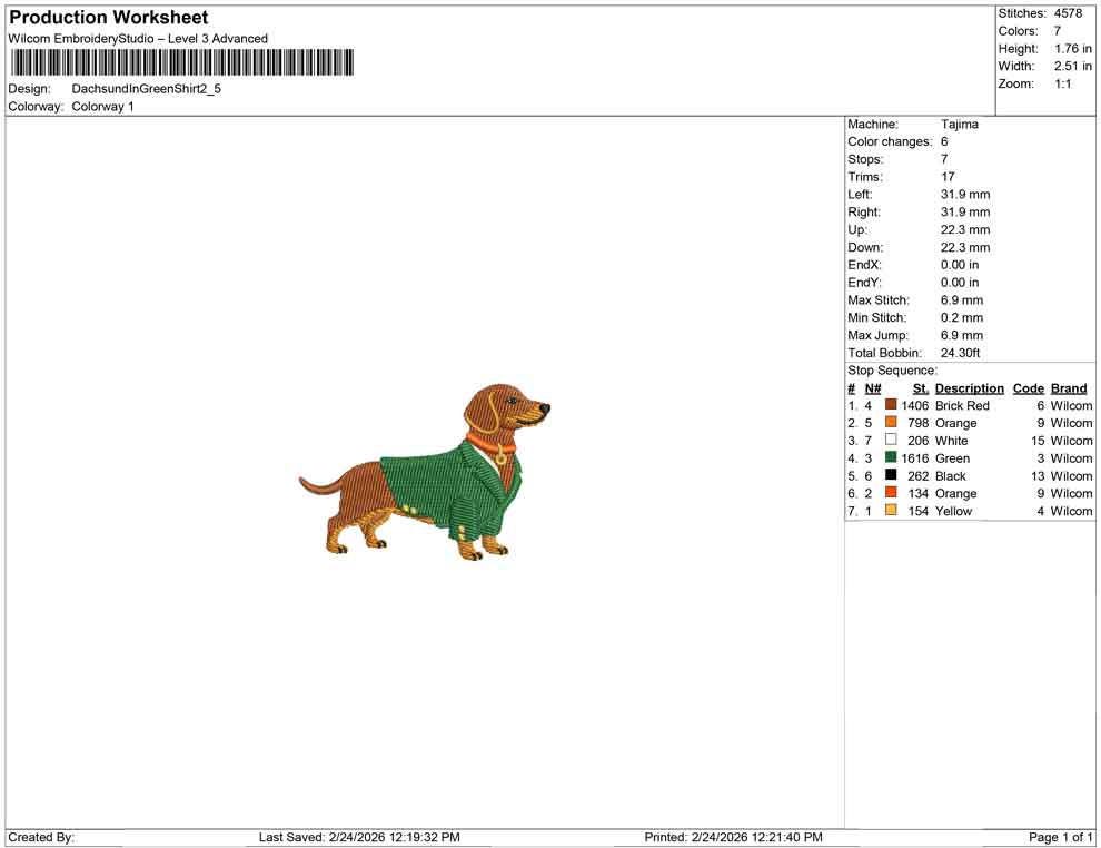 Golf Dachshund Dog Embroidery Designs: Golf Tournament Dachshund Puppy Dog with Green Jacket Machine Embroidery File (Digital Download)