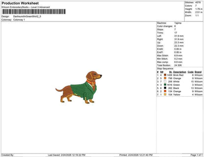Golf Dachshund Dog Embroidery Designs: Golf Tournament Dachshund Puppy Dog with Green Jacket Machine Embroidery File (Digital Download)
