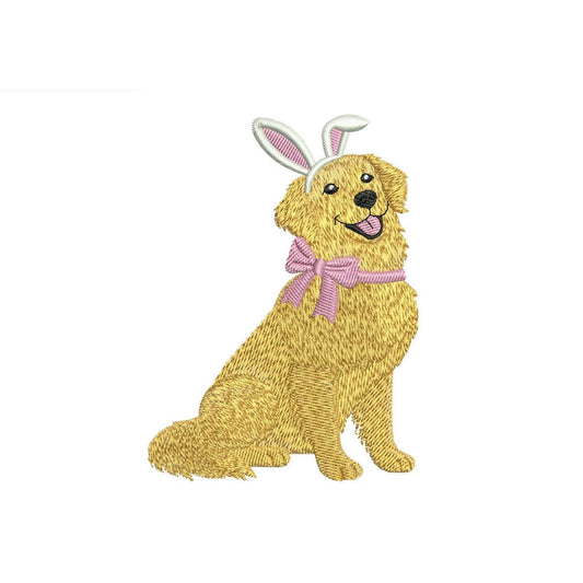 Golden Retriever Easter Embroidery Designs: Bunny Ears Dog Embroidery File Golden Retriever Machine Embroidery File (Digital Download)