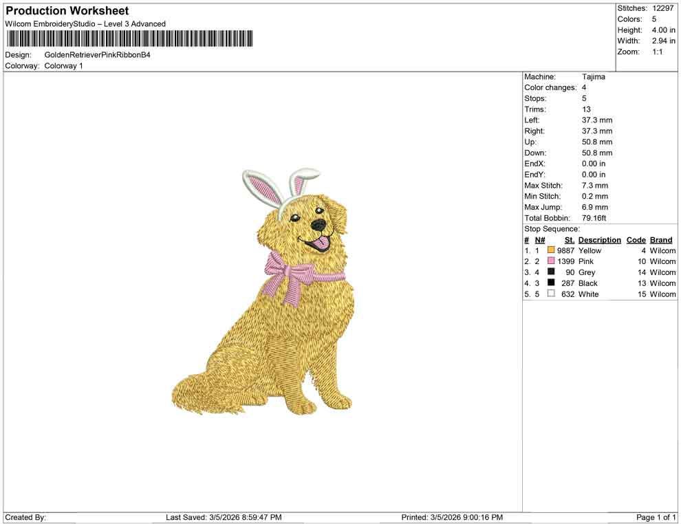 Golden Retriever Easter Embroidery Designs: Bunny Ears Dog Embroidery File Golden Retriever Machine Embroidery File (Digital Download)