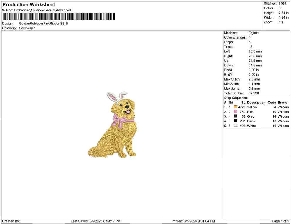 Golden Retriever Easter Embroidery Designs: Bunny Ears Dog Embroidery File Golden Retriever Machine Embroidery File (Digital Download)