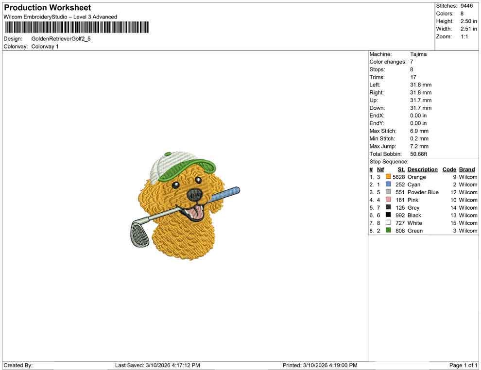 Goldendoodle Embroidery Designs: Dog Golf Machine Embroidery File Dog Golden Doodle Embroidery File (DST, PES, JEF+) Digital Download