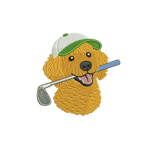 Goldendoodle Embroidery Designs: Dog Golf Machine Embroidery File Dog Golden Doodle Embroidery File (DST, PES, JEF+) Digital Download
