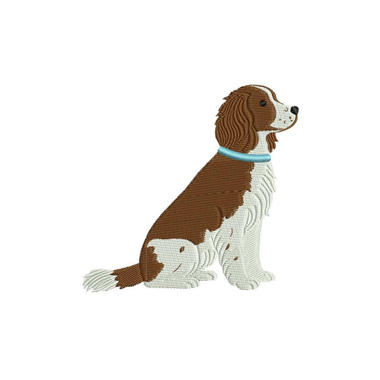English Springer Spaniel Embroidery Designs: Dog Embroidery File Cute Puppy with Blue Collar Embroidery Machine File (Digital Download)