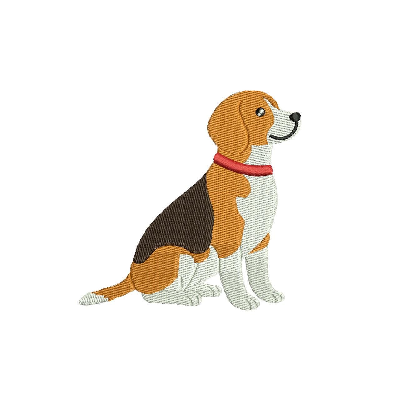 Beagle Dog Embroidery Designs: Dog with Collar Machine Embroidery File Beagle Dog Mini Embroidery Files (Digital Download)