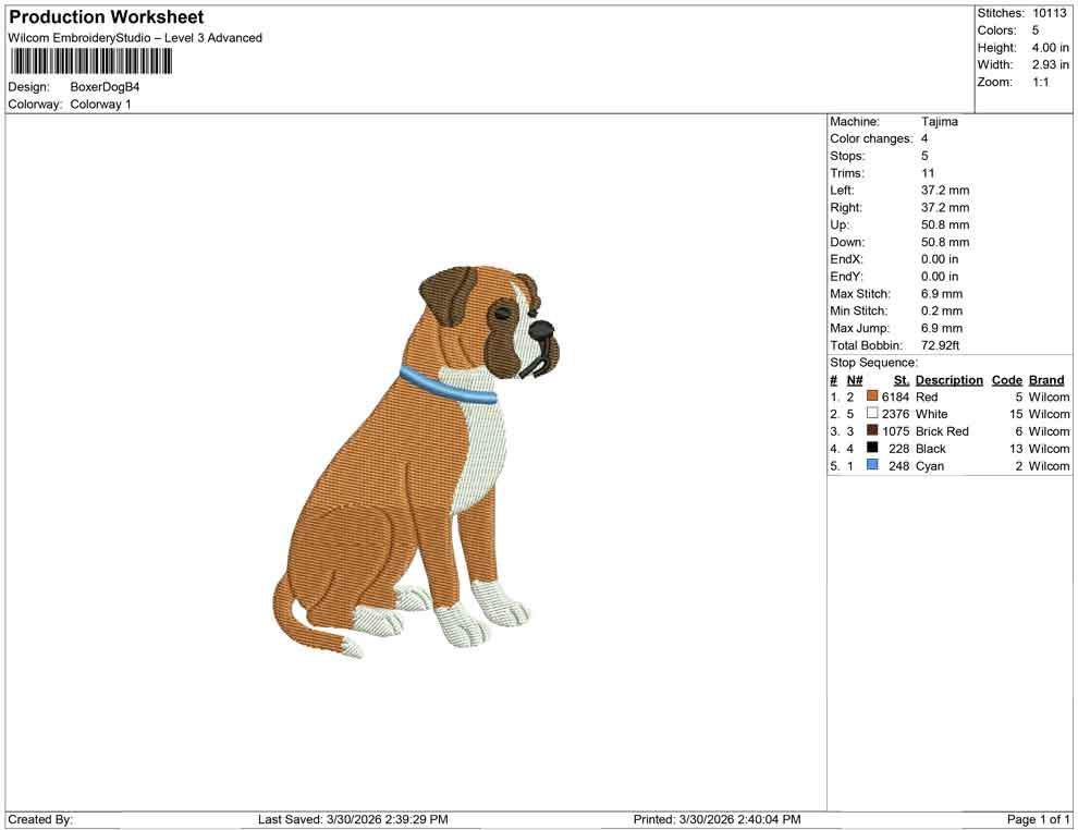 Boxer Dog Embroidery Designs: Sitting Boxer with Collar Embroidery Machine File Deutsche Boxer (Digital Download)