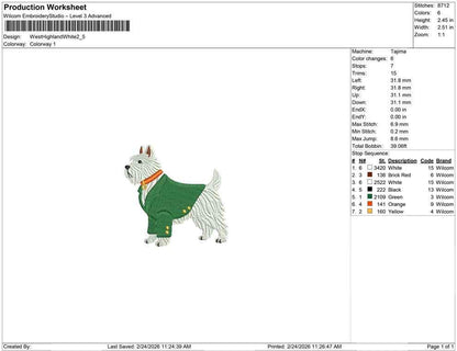 West Highland White Terrier Golf Embroidery Designs: Golf Tournament Dog with Green Jacket Machine Embroidery File (Digital Download)