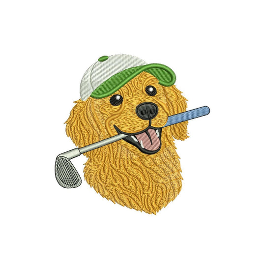 Golden Retriever Embroidery Designs: Dog Golf Machine Embroidery File Dog Golden Retriever Embroidery File (DST, PES, JEF+) Digital Download