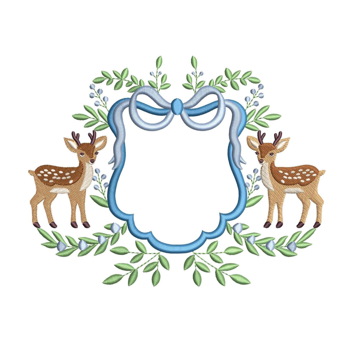 Deer Crest Embroidery Frame Designs: Baby Name Banner Embroidery Frame File Woodland Nursery Door Hanger PES DST JEF+ (Digital Download)
