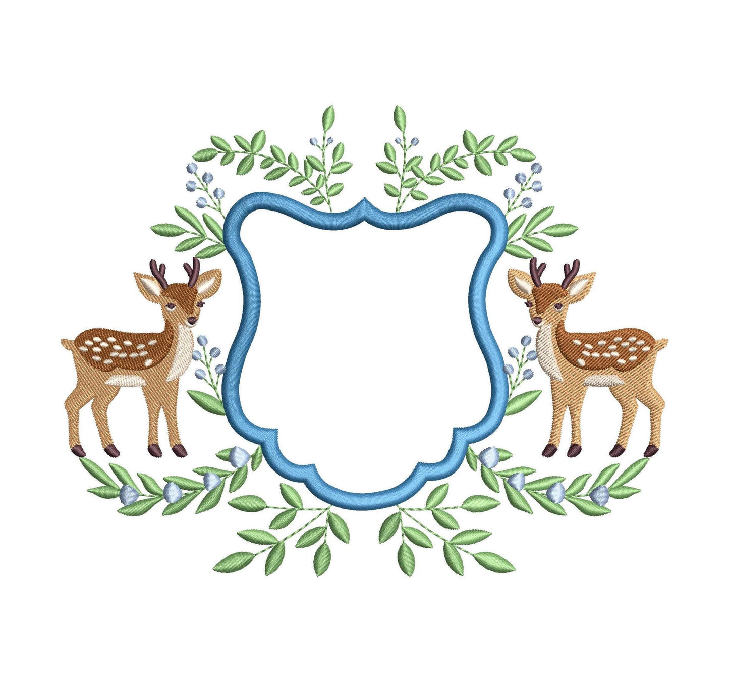 Deer Embroidery Frame Designs: Baby Nursery Banner Crest Machine Embroidery File Woodland Newborn Hospital Door Hanger Nursery Frame File