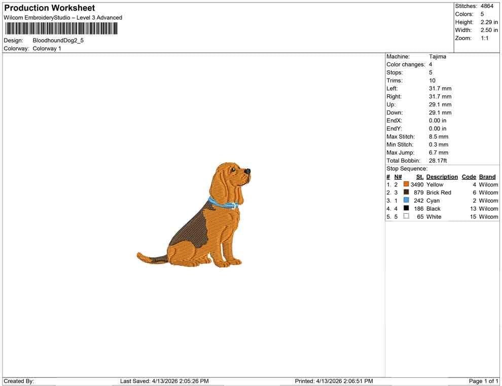 Bloodhound Embroidery Design: Dog with Collar Machine Embroidery File Dog Embroidery File (DST, PES, JEF, More) Digital Download