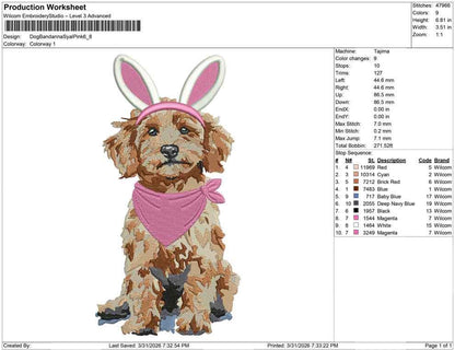 Easter Goldendoodle Embroidery Designs: Girl Dog PES Nursery Baby Banner Machine Embroidery File Easter Embroidery File (Digital Download)