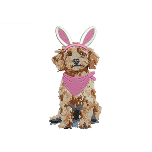 Easter Goldendoodle Embroidery Designs: Girl Dog PES Nursery Baby Banner Machine Embroidery File Easter Embroidery File (Digital Download)