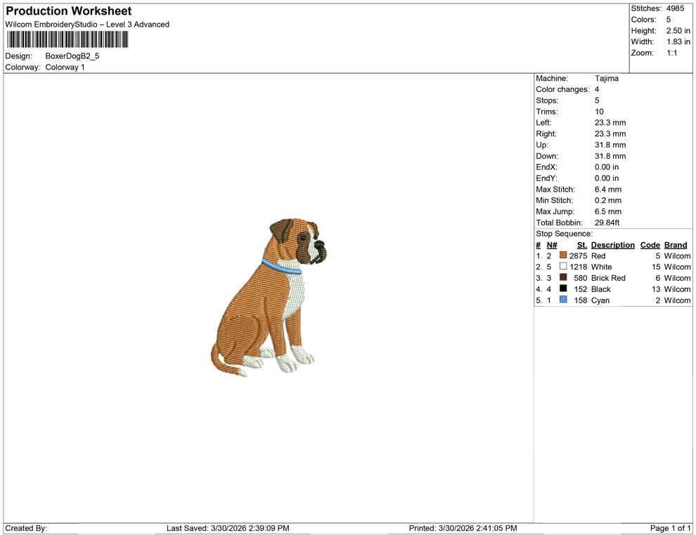 Boxer Dog Embroidery Designs: Sitting Boxer with Collar Embroidery Machine File Deutsche Boxer (Digital Download)