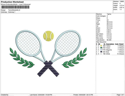 Tennis Racket Embroidery Designs: Tennis Ball Machine Embroidery File Tennis Player Embroidery Files (Digital Download)