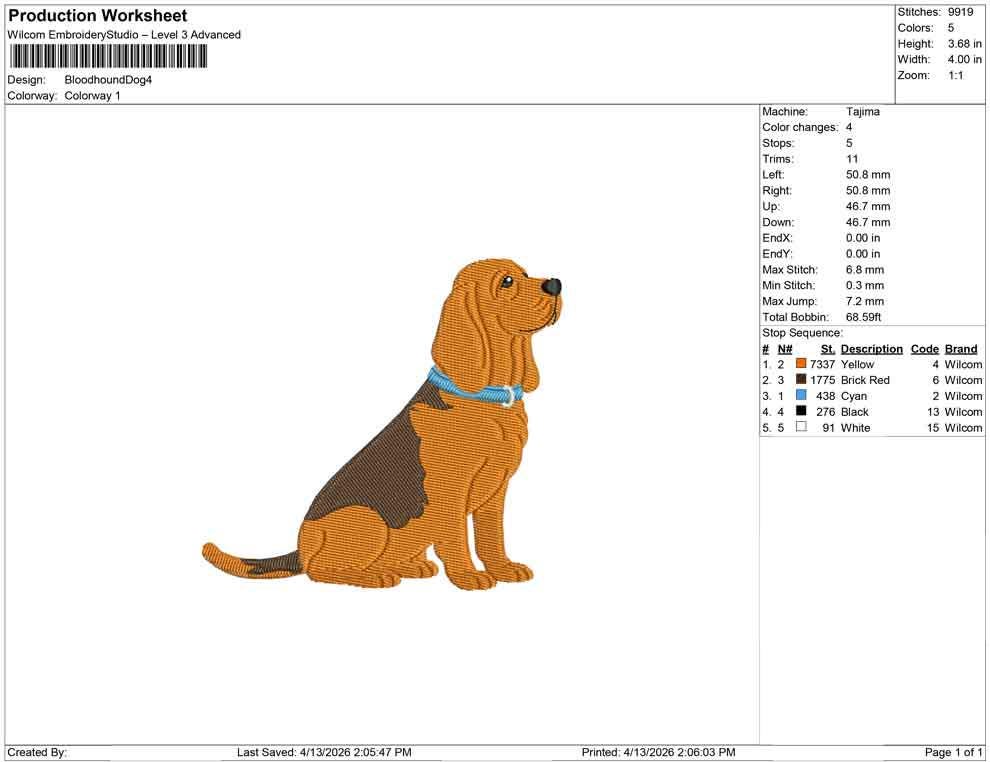 Bloodhound Embroidery Design: Dog with Collar Machine Embroidery File Dog Embroidery File (DST, PES, JEF, More) Digital Download