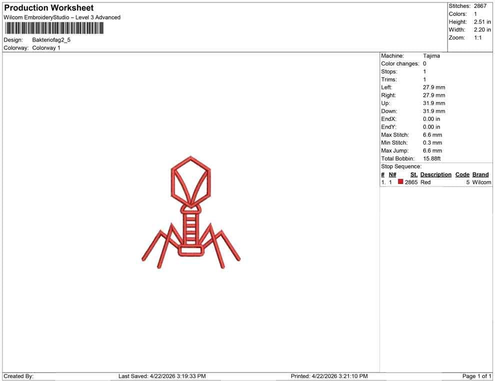 Bacteriophage Embroidery Design: Science Virus Machine Embroidery File Microbiology Lab Coat Embroidery Bacteriophage Design (DST, PES, JEF)
